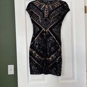 Sequin Black and Gold Dress